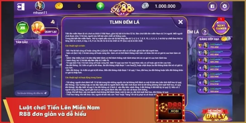 Tiến Lên Miền Nam R88 - Game Bài Dân Gian Số 1 Việt Nam 2 Luật chơi Tiến Lên Miền Nam R88 đơn giản và dễ hiểu
