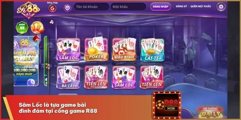 Sâm Lốc R88 - Game Bài Giải Trí Sinh Lời Độc Quyền 2025 1 Sâm Lốc là tựa game bài đình đám tại cổng game R88