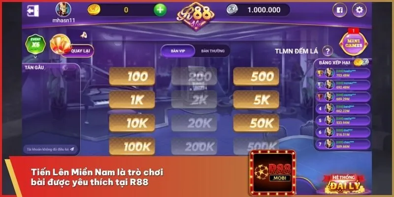 Tiến Lên Miền Nam R88 - Game Bài Dân Gian Số 1 Việt Nam 1 Tiến Lên Miền Nam là trò chơi bài được yêu thích tại R88